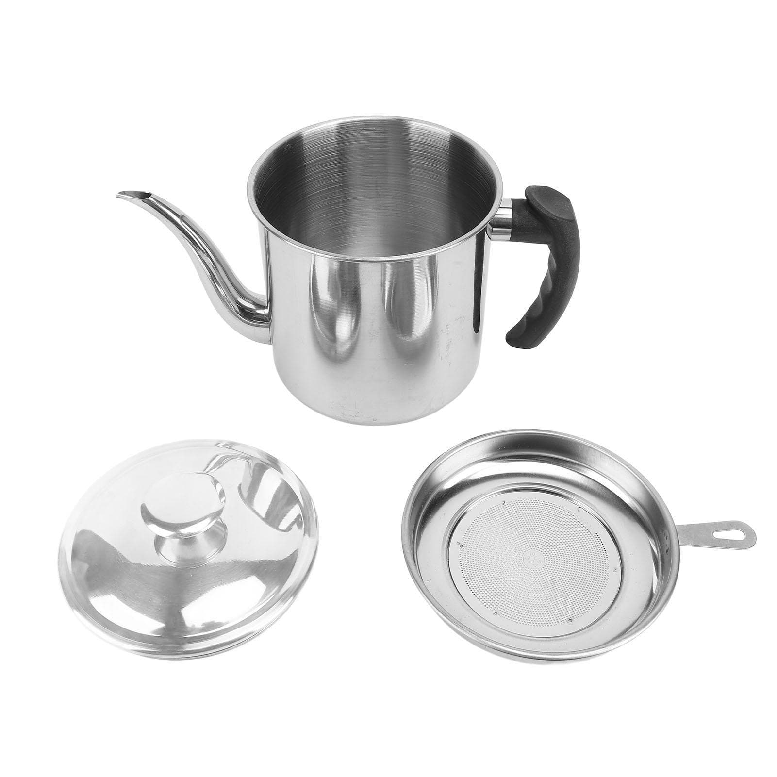 Grease Container With Strainer for Kitchen 1.4L 410 Stainless Steel Thicken Household Large