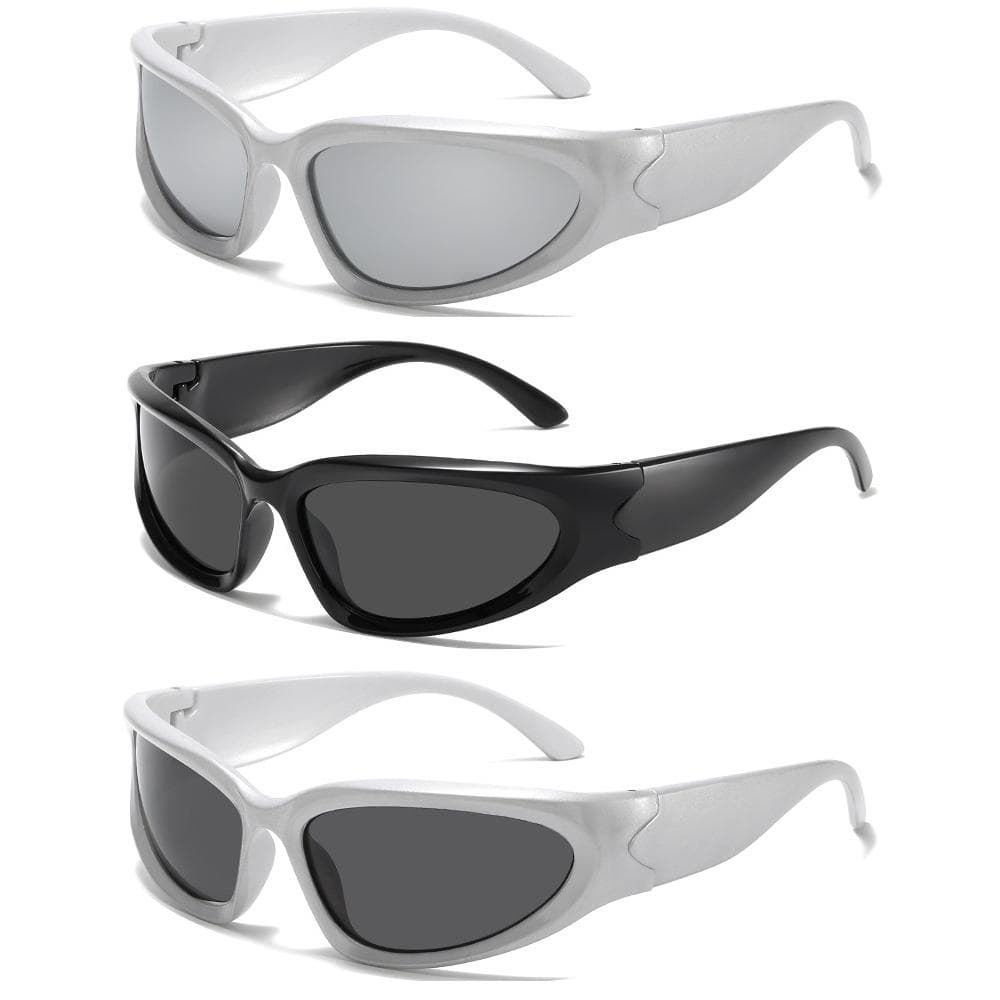 3 Pcs Set Women's Punk Sunglasses Y2K Sun Glasses Mirror Shades Colorful Eyewear for Men Women MULTI