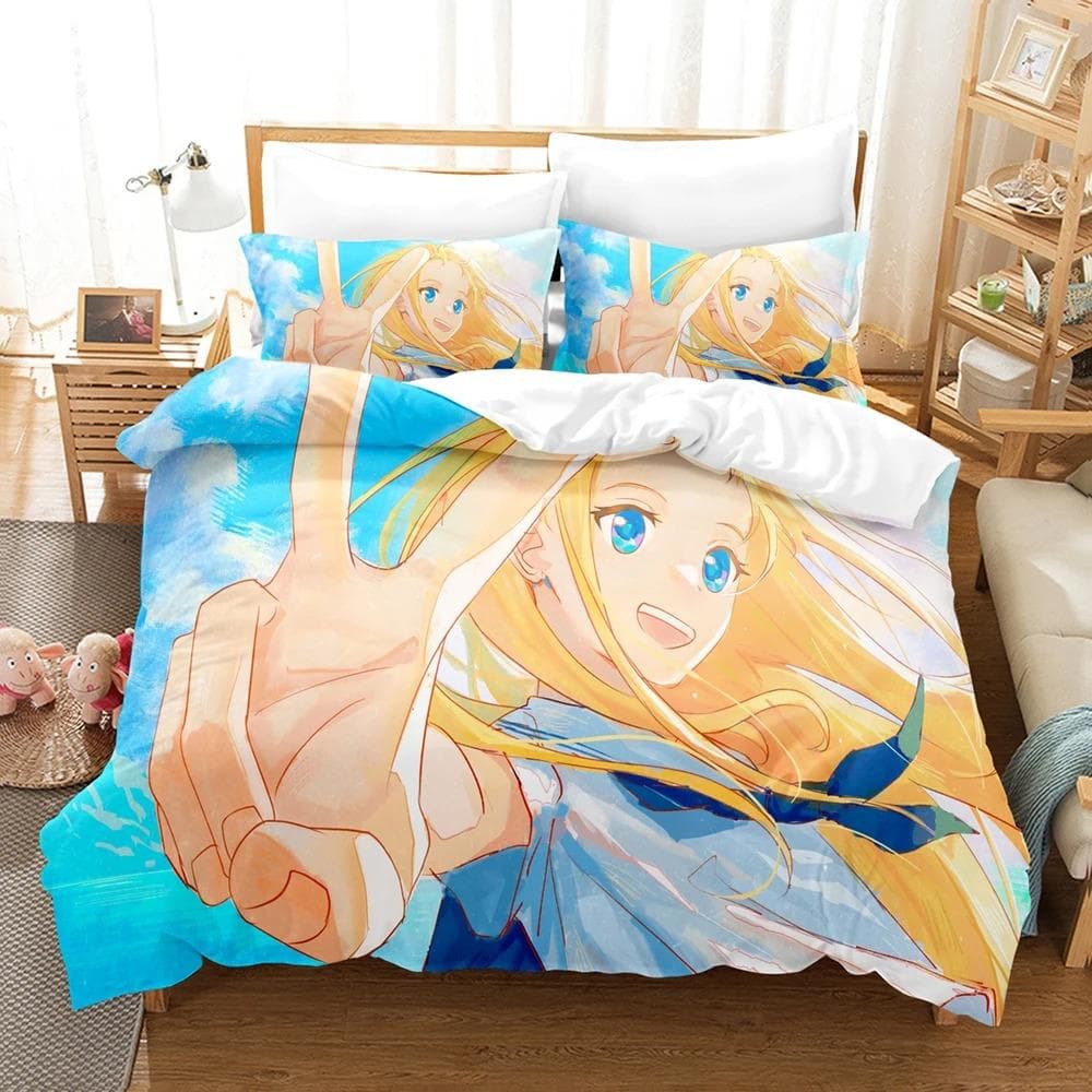 3D Printed Summer Time Rendering Bedding Set Anime Duvet Cover Double Twin Full Queen King Adult Boys Bedclothes Quilt Cover 70x133cm 2pcs