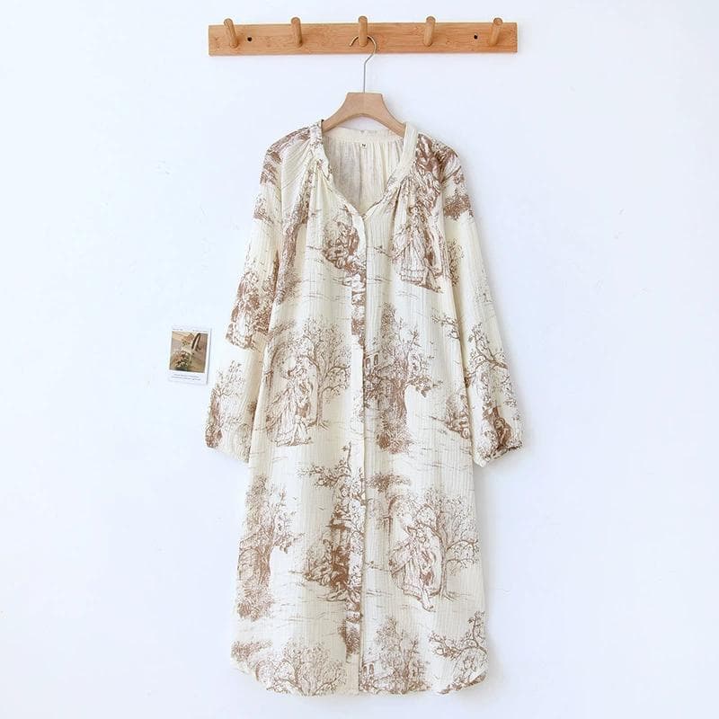 Pure Cotton Nightgown Korean Pajamas Dress Sleepwear Women's Lingerie Home Wear Spring Long Sleeve Negligee Nightwear L pink