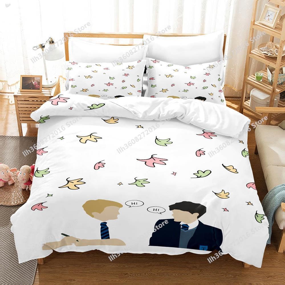 Heartstopper Bedding Set Single Twin Full Queen King Size Bed Set Adult Kid Bedroom Duvetcover Sets 3D Print Anime Maple Le EU Single(135x200cm)