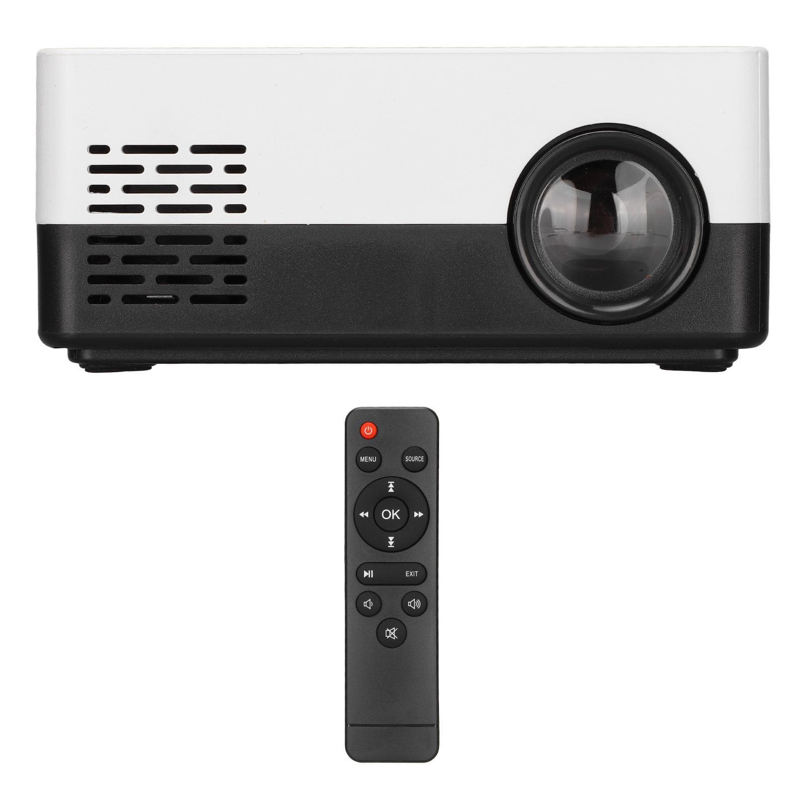 Mini Home Projector Portable LED 30000 Hours Lamp Bead Life HDR High Dynamic Technology Office US Plug