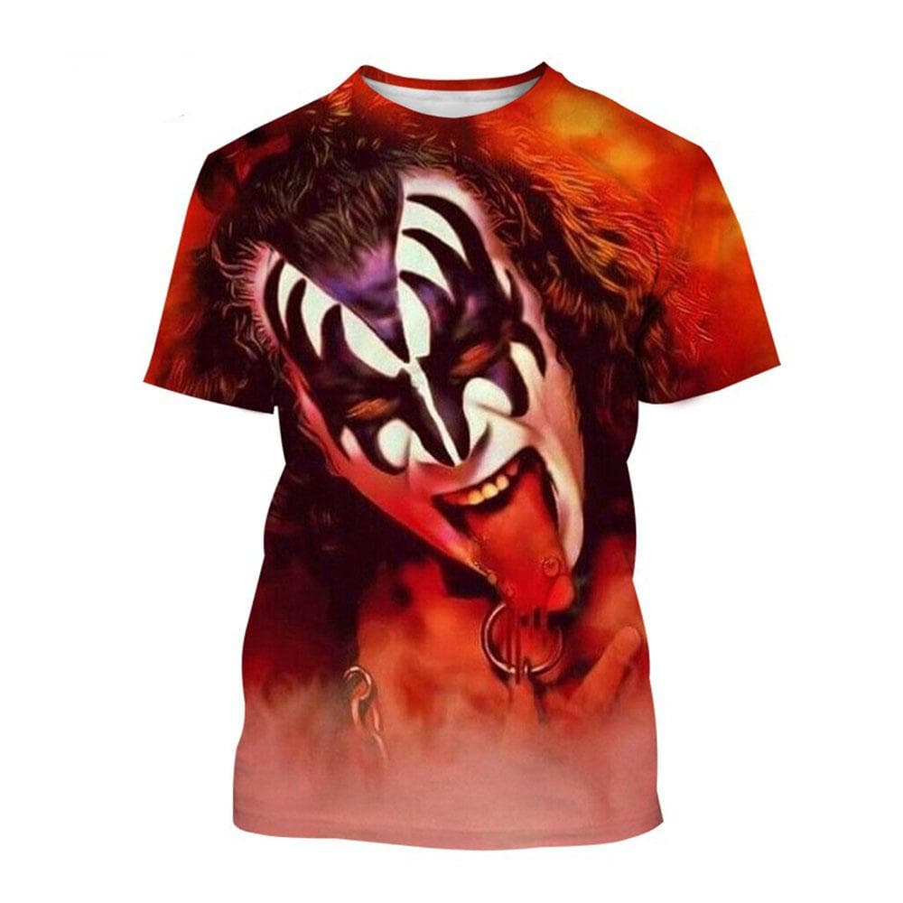 New Rock Kiss Band T Shirts 3D Print Men Woman Short Sleeve O-Neck T-shirt Streetwear Oversized Harajuku Kids Tops Tees Clothing 3XL