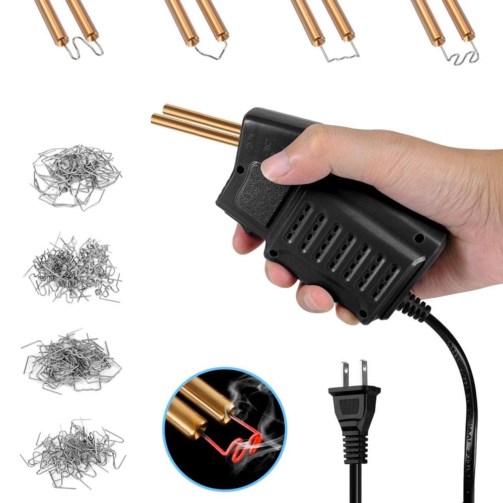 Handheld Plastics Welding Machine Portable Car Panel Crack Repairs Kit Thermal Cutting Hot Stapler black