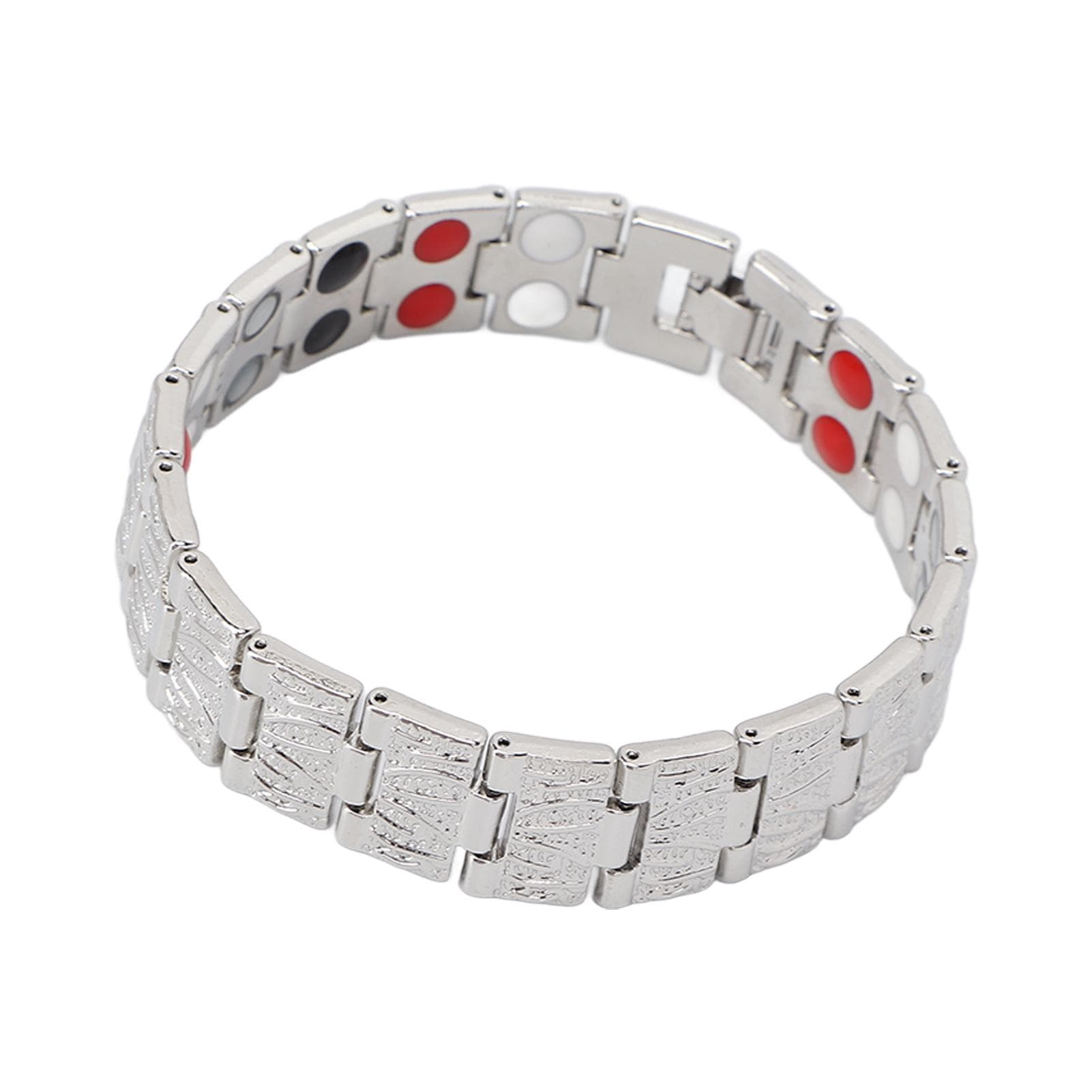 Fashionable Magnetic Bracelet Double Row Magnet Adjustable Titanium Steel Slimming BraceletSilver