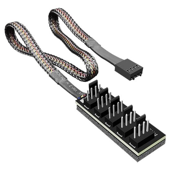 COOLMOON F5 PWM Fan Splitter 4 Pin 1 to 5 Wide Compatibility 33.5cm Cable CPU Fan Adapter Cable for Desktop black