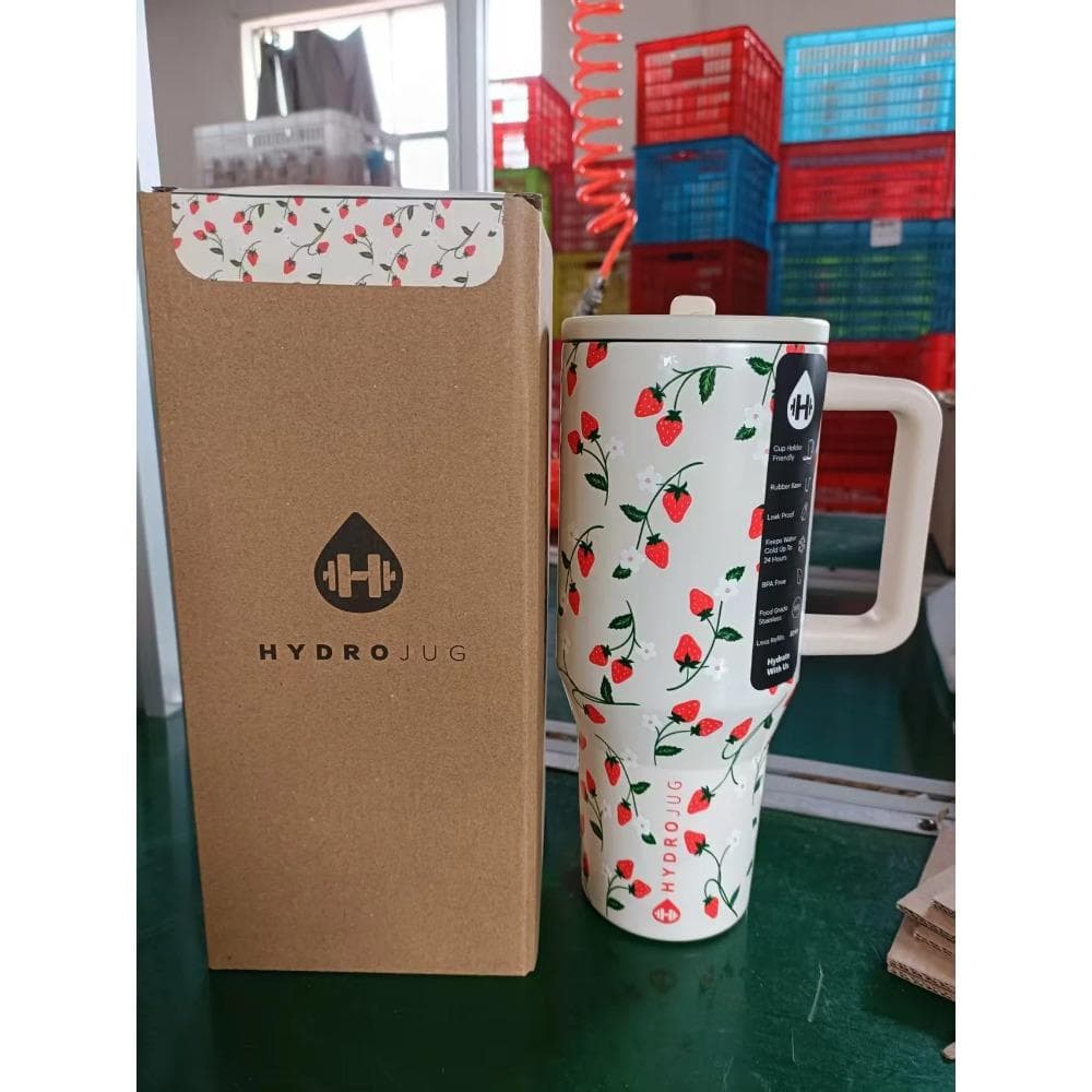 HydroJug Tumbler 32OZ/40OZ Traveler Straw Lid Stainless Steel Vacuum Insulated Car Mug Double Wall Thermal Iced Travel 32OZ strawberry