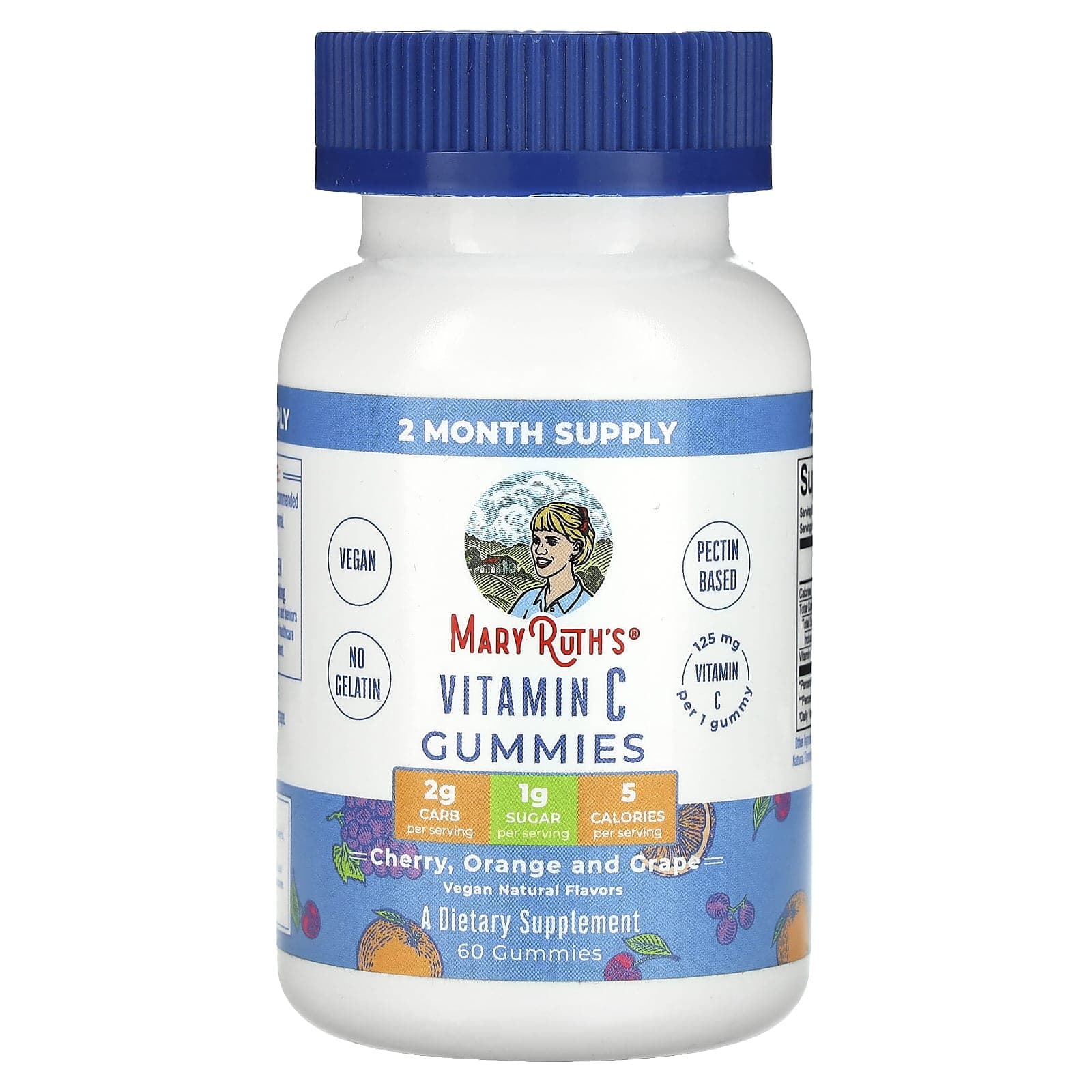 MaryRuth's, vitamin C gummies, cherry, orange, grape, 125mg, 60 gummies