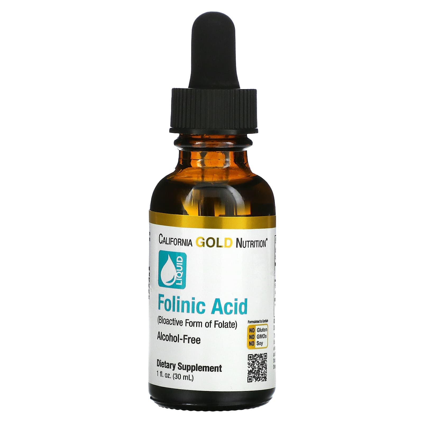 California Gold Nutrition, Folicic Acid, Alcohol Free, 1 fl oz (30 ml)