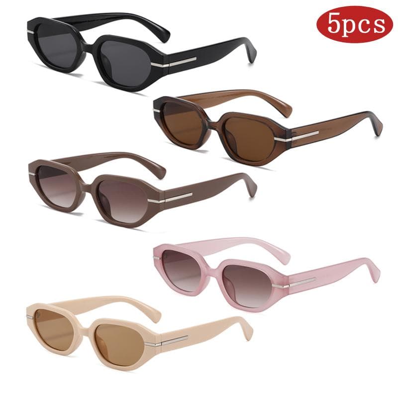 5 Pack Vintage Square Sunglasses Retro Polygon Sun Glasses Punk Eyewear Men Designer Wide Leg UV400 Protection