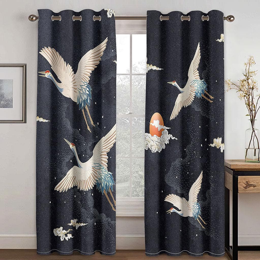 Kanagawa Ocean Boat Japan Mount Fuji Sea Waves Monster 3D Digital Printing Bedroom Living Room Window Curtains 2 Panels 100W160H(CM)40x63in&Grommet Top