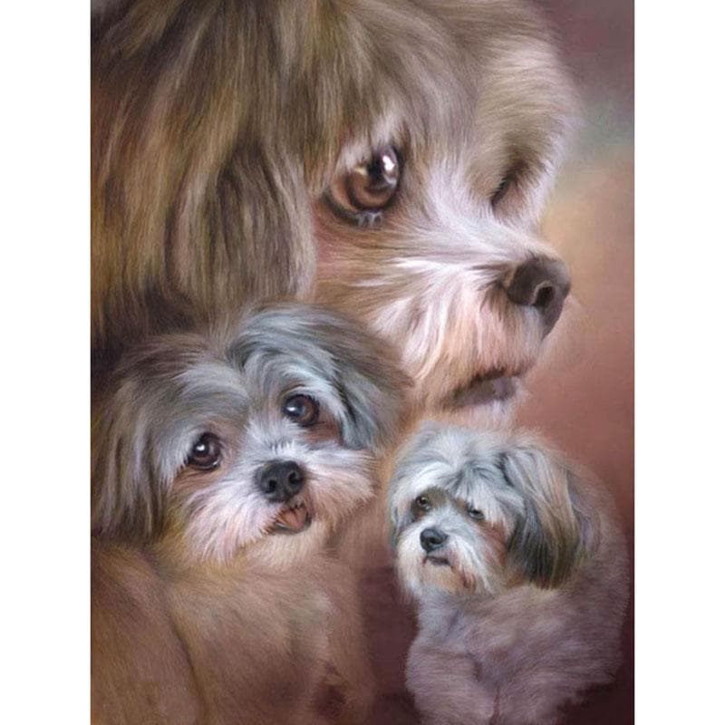 Lovely Puppy Family Diamond Embroidery Crystal Diamond Painting Cross Stitch Round Print Picture 20X30CM