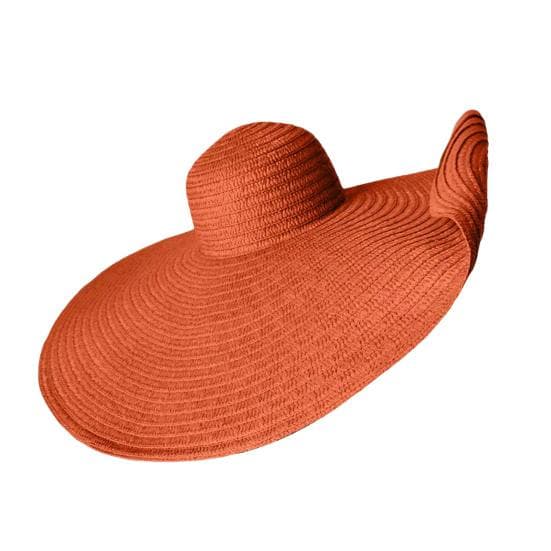 Women Summer Beach Hat Large Brim Foldable Straw Braided Retro English Style Solid Color Cap Anti-UV Sun Protection Vacation Sun Hat orange