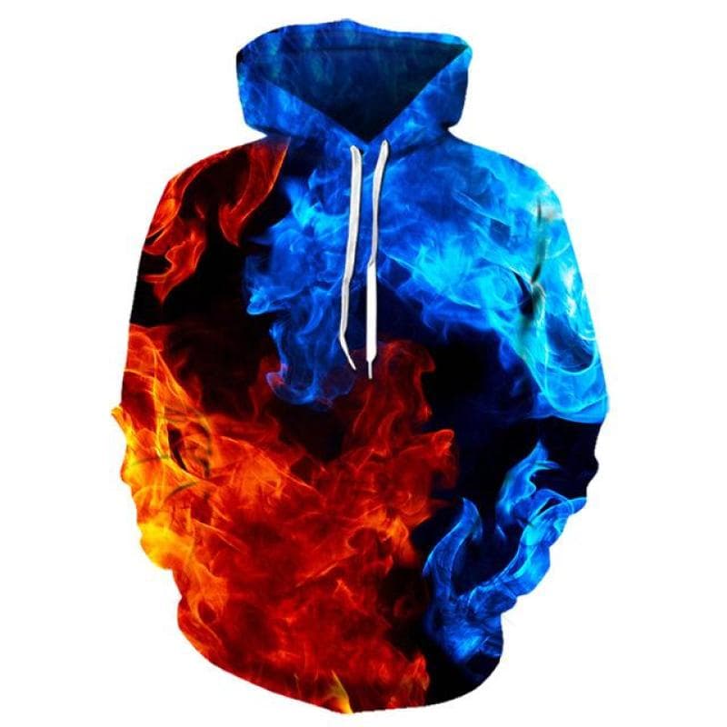 2022 New Colorful Flame Hoodie 3D Sweatshirt Men/Women Hooded Autumn And Winter Coat mens Clothing funny Jacket black Hoodies M