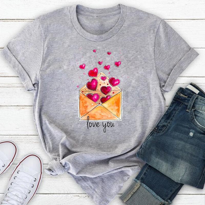 Letter Style Trend Cute Lovely Print Graphic Tee Ladies Female T Clothing Summer Top Casual Women's Fashion Short Sleeve T-shirt L