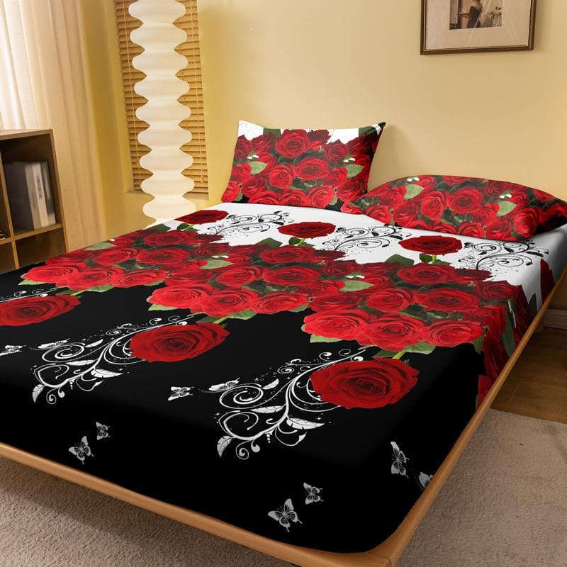 1 Piece Of Delicate Red Rose Patterned Frosted Bedsheet, Bedroom Printed Bedspread, Bedding (Excluding Pillowcases) 71x132cm