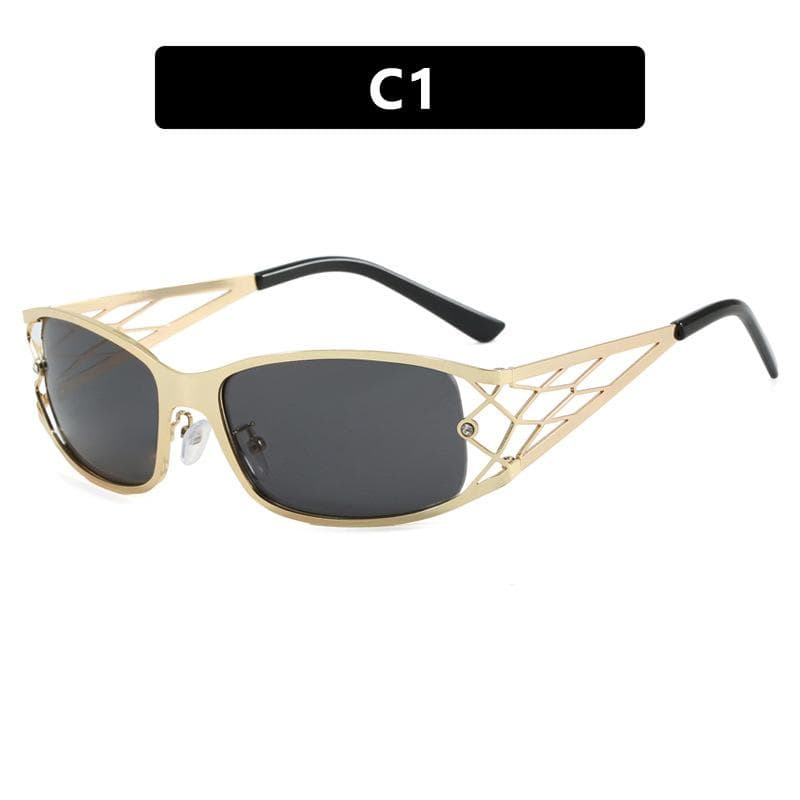 Y2K Metal Net Sunglasses Vintage Steampunk UV400 Protection Luxury Brand Designer Shades for Women Men Outdoor Travel