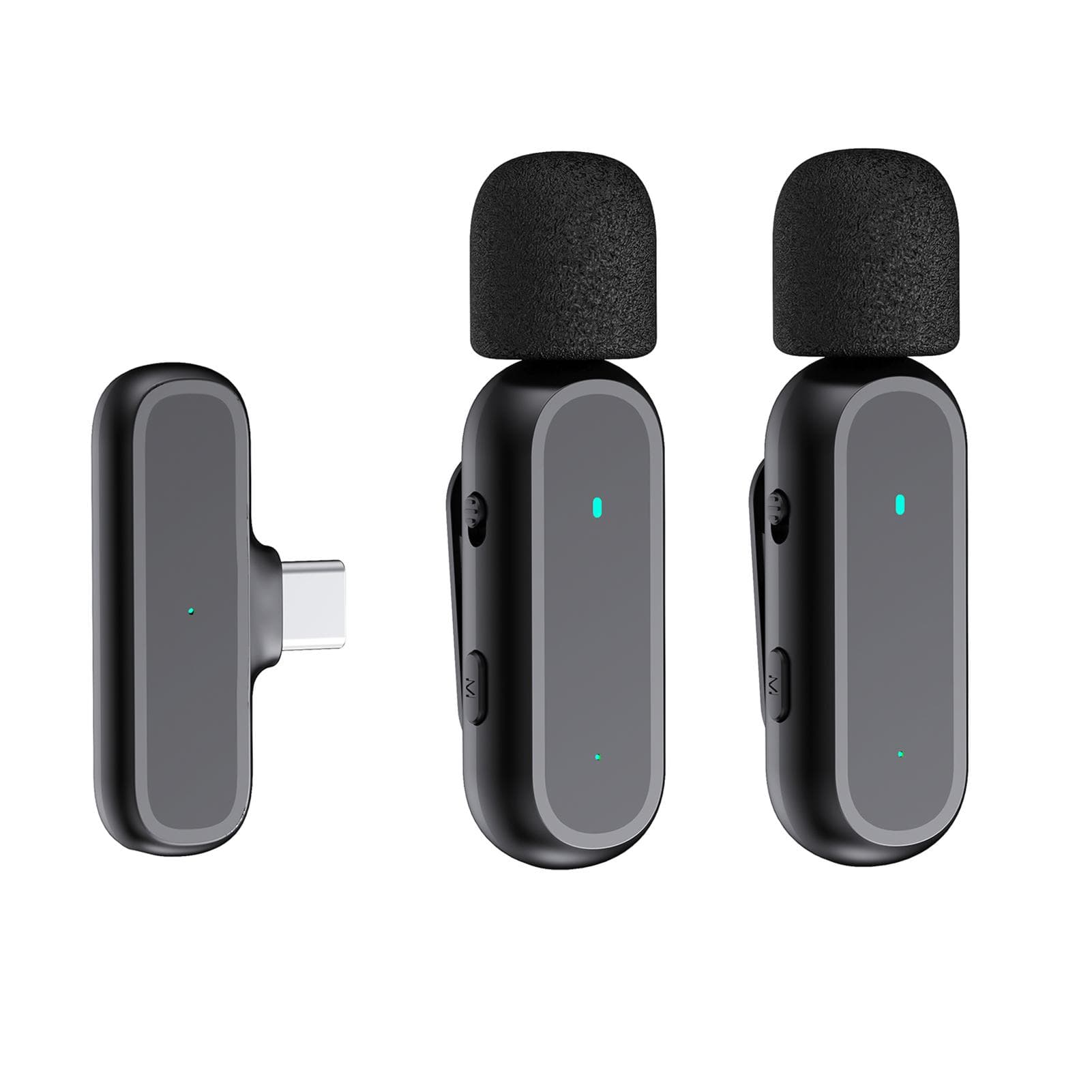 Portable OnetriggerTwo Wireless Clipon Microphone System Video Recording Mic 20M Transmission Type-C 1-Trigger-2