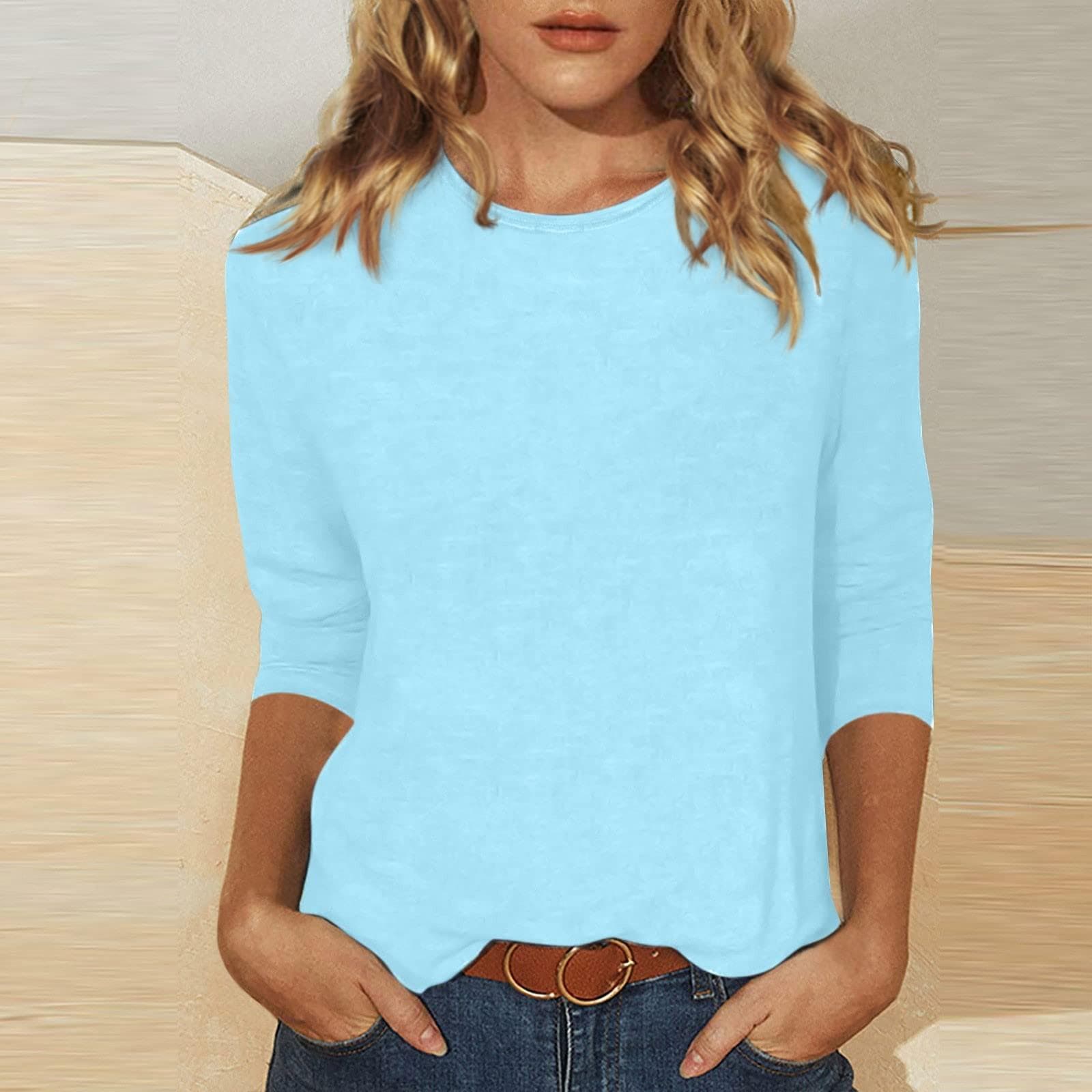Women's Fashion Daily Versatile Casual O-Neck Three Quarter Sleeve Printed Top XL