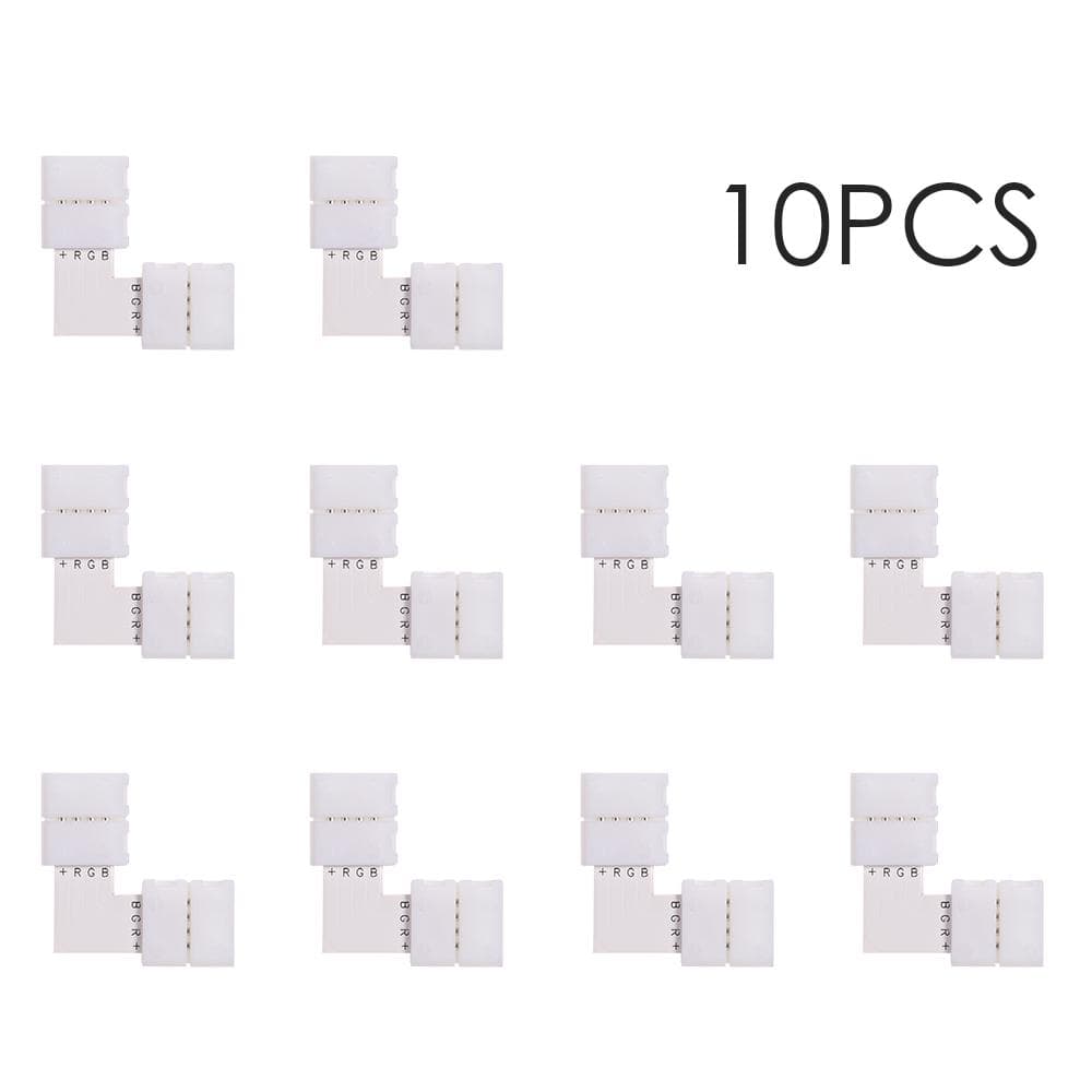 L Shape 4 Pins RGB LED Strip Connector Quick Splitter 10 Pack White white