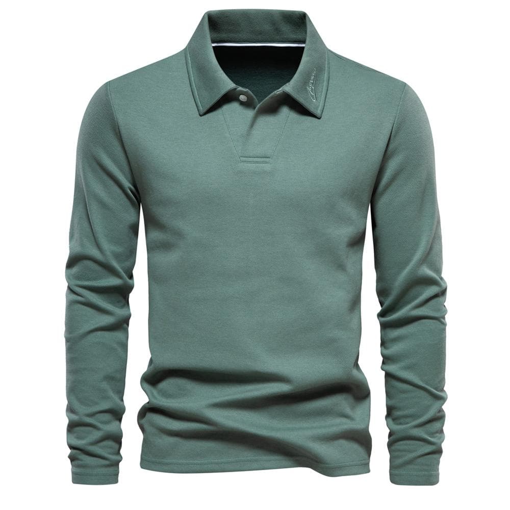 AIOPESON Embroidery Polo Shirt for Men Fashion Neck Turn Down Collar Mens Casual Social Polo Shirts Luxury Golf Shirt XXL 95-105 kg celadon green