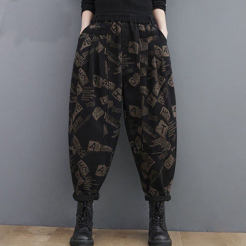 Printed Jeans Loose Plus Size Haren Pants Versatile Pants for Women 5XL