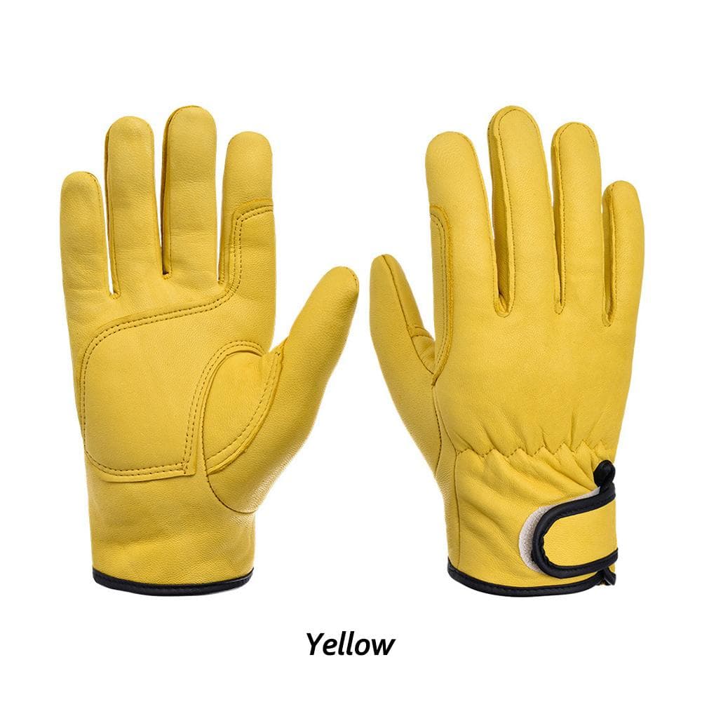 Wear-Resistant Cowhide Work Gloves Leather Workers Work Welding Safety Protection For Garden Sports Motorcycle Driver Gloves yellow