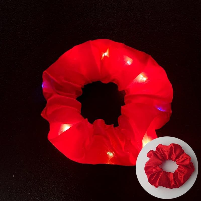 LED Luminous Hair Scrunchies, Satin Elastic Hair Bands 1pcs