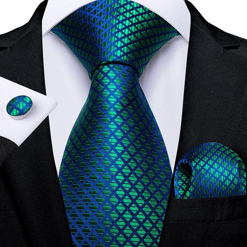 Luxury Mens Necktie Set Business Tie Silk Hanky Cufflinks Set N-1610