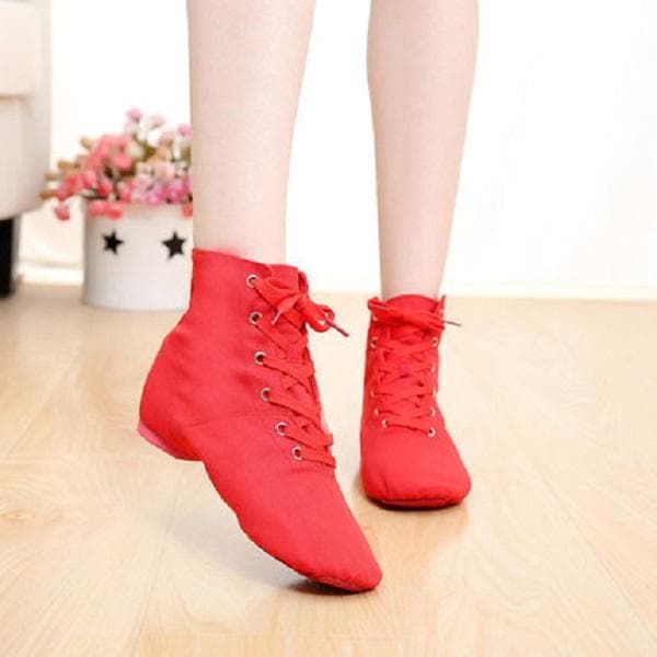 Soft Canvas Women Sports Jazz Dance Shoes Lace Up Dancing Boots Sneakers 37