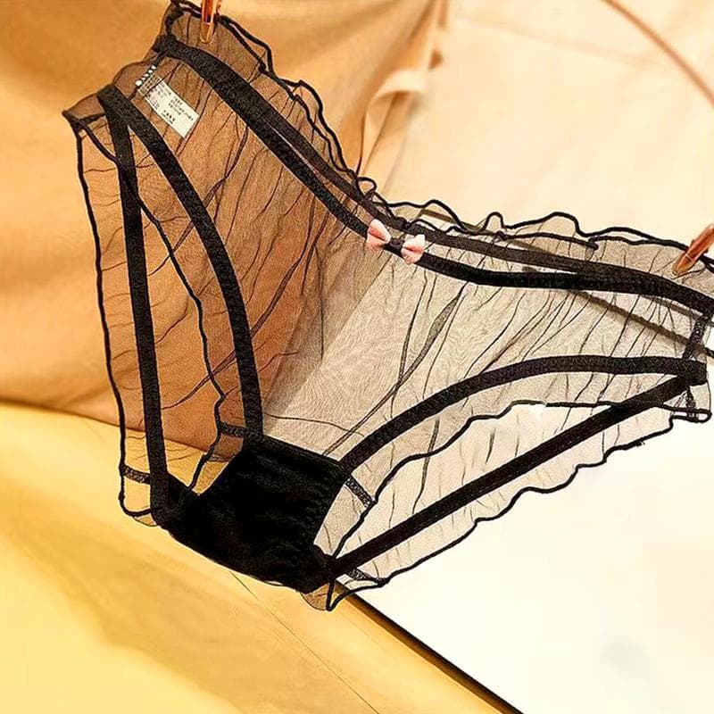 1pc Thin Sexy New Panty Underwear Lace Panties Women Female Summer Transparent Girls M black