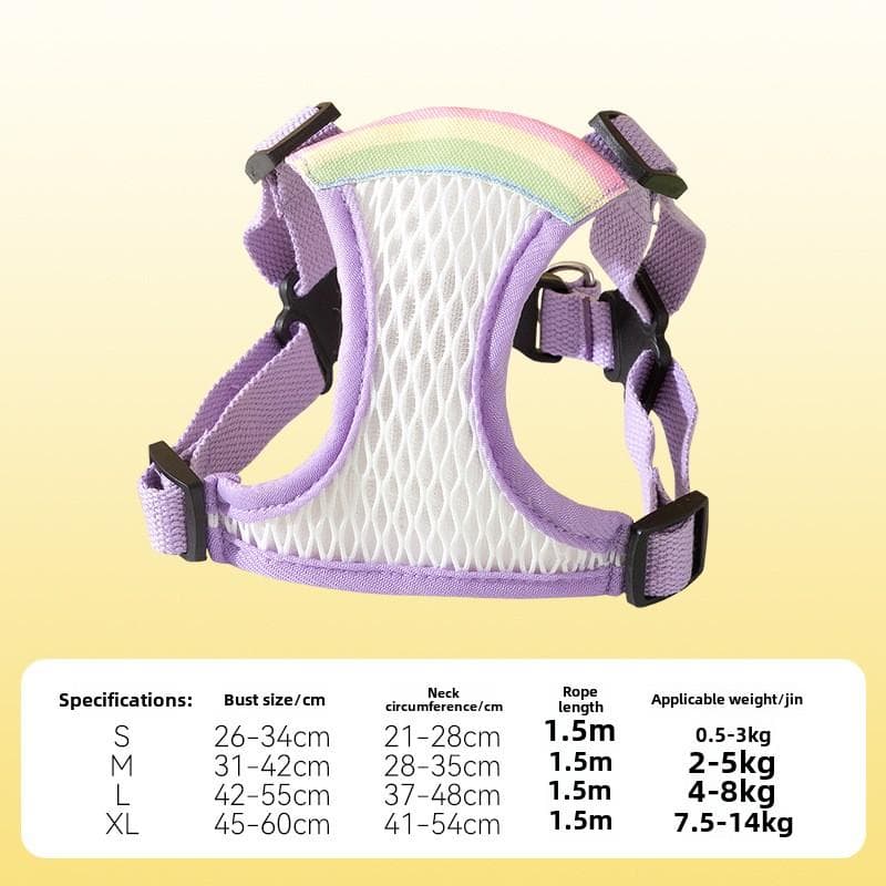 Dog Cartoon Breathable Leash Pet Chest Strap Vest Type Walking Dog Leash Cat Out Pet Leash Supplies S