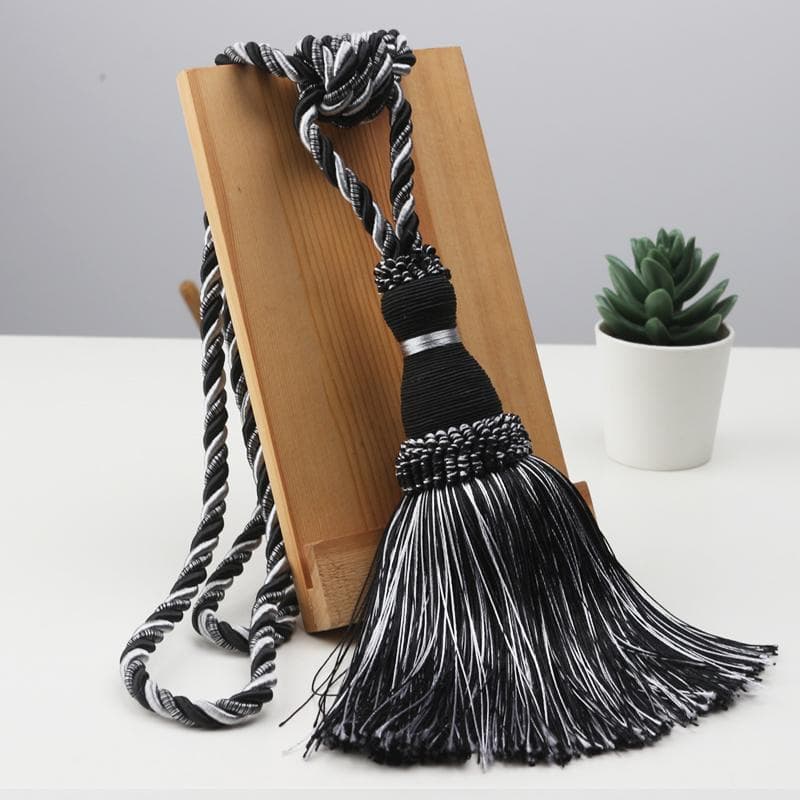 1 Pack Curtain Tiebacks Tassel Drapery Tie-Backs Rope Handmade Holdbacks Home Office Hotel Decorative 1PC black