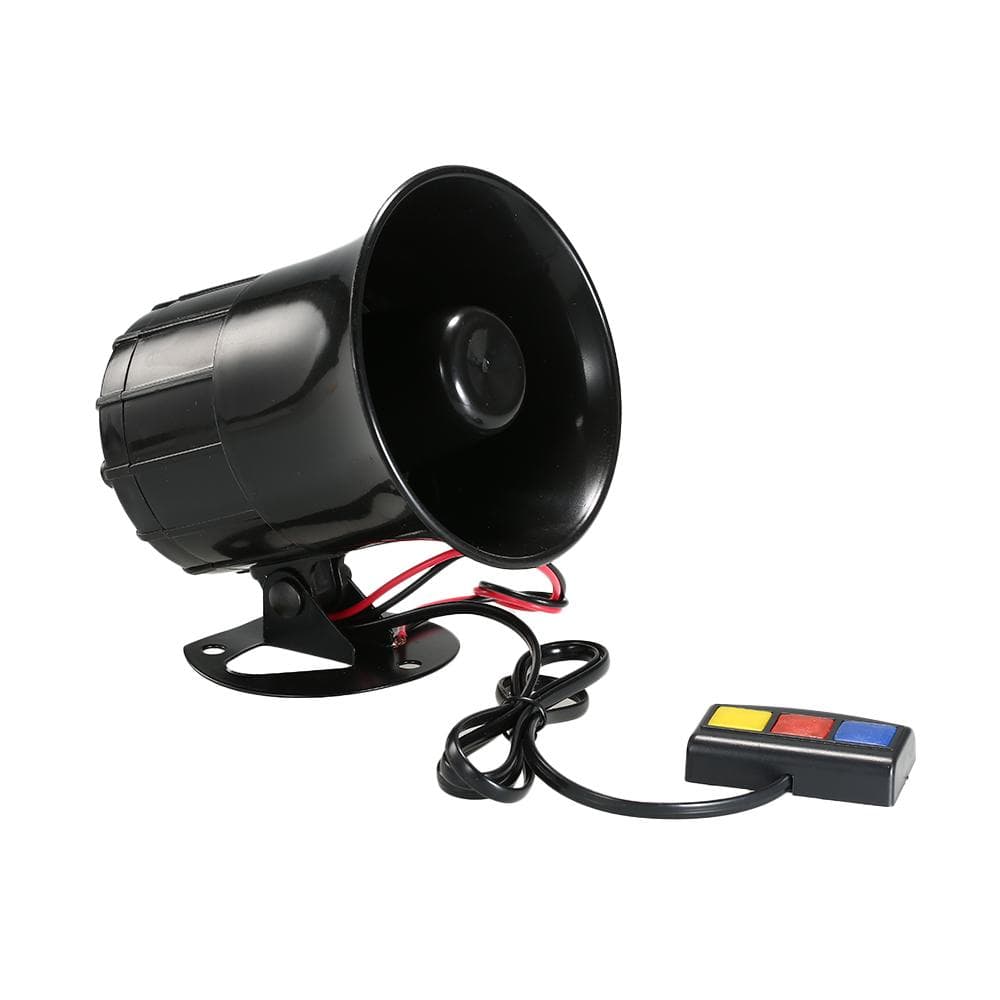 DC 12V Car Motorcycle 3 Tone Sound Loud Horn Speaker Security Warning Siren black