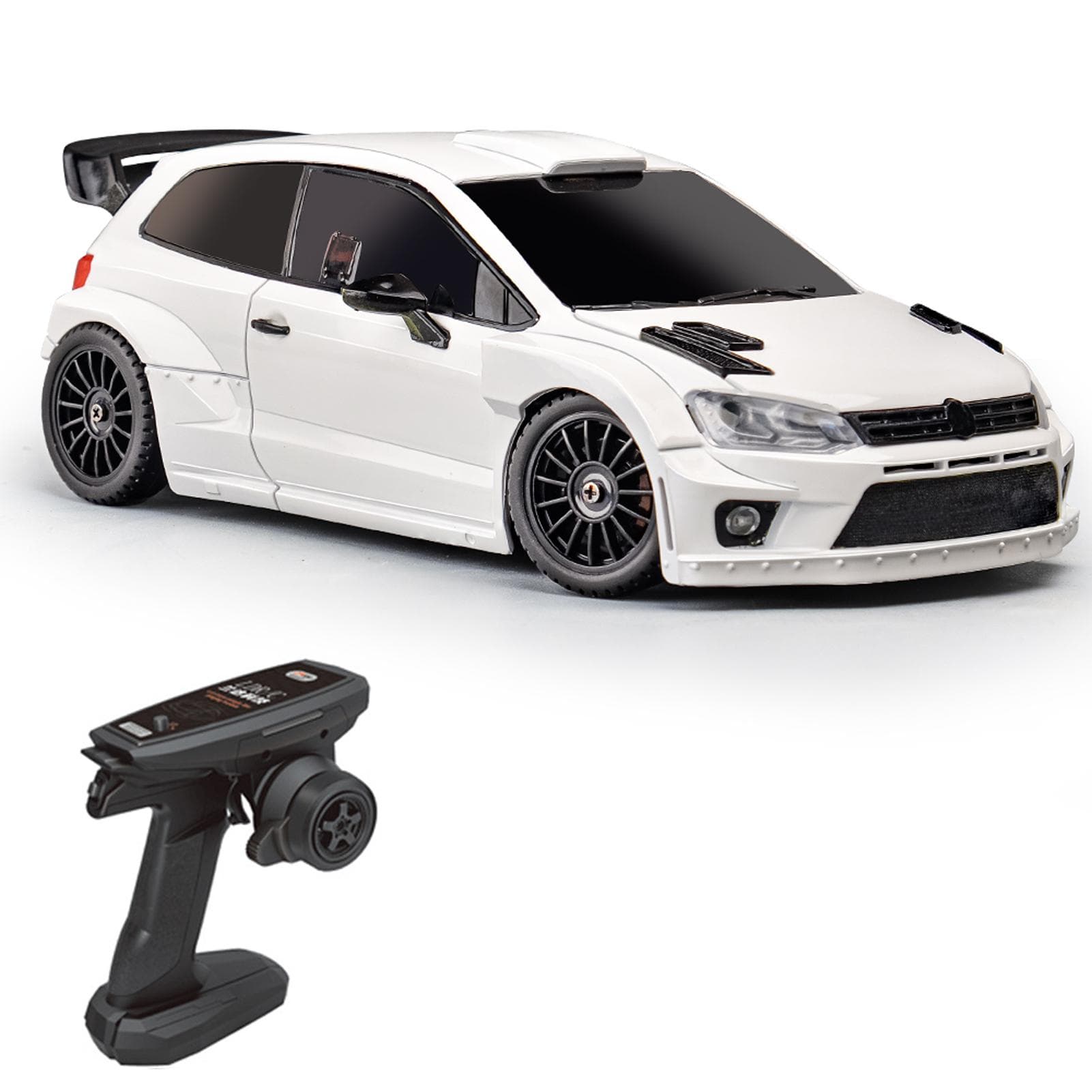 Remote Control Car, 1/28 2.4GHz 4WD Toy Car with LED Lights, 3 Batteries, Drift Tires, Electric 1 battery white