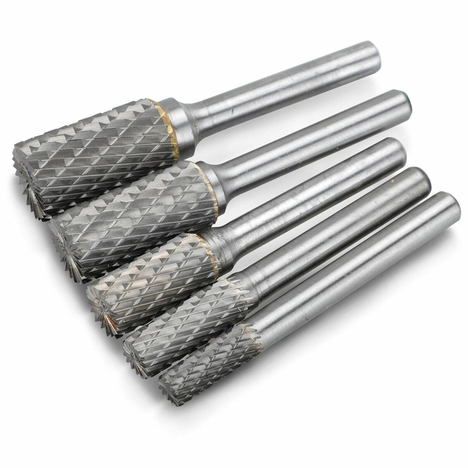 5Pcs 1/4 Inch Double Cut Tungsten Carbide Rotary Burr Die Grinder Shank Bit Set 5Pcs