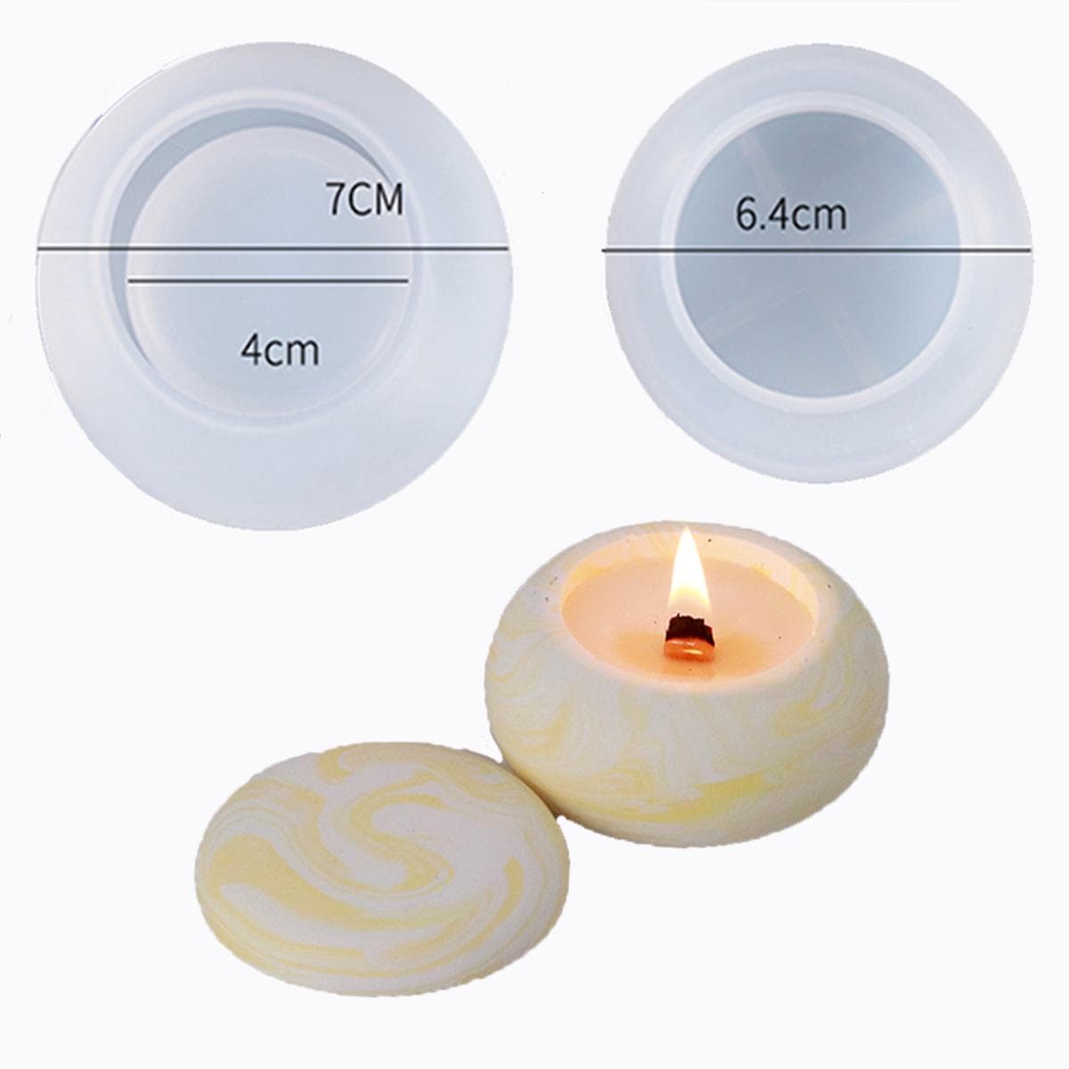Mini Round Jar Silicone Mold with Lid DIY Cute Cement Gypsum Candle Diffuser Cup Jewelry Storage Succulent Breeding Home Decor