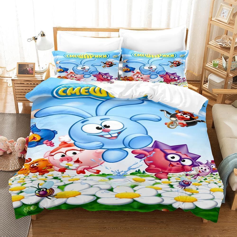 Smeshariki Bedding Set Single Twin Full Queen King Size Bed Set Adult Kid Bedroom Duvet cover Sets 3D Print Anime Bed Sheet Set EU Twin 135x200cm