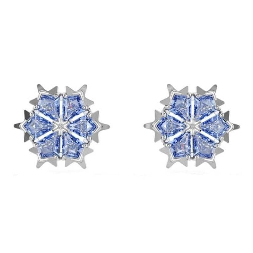 Swarovski Original Design Rhodium Plated Zirconia Stud Earrings Unisex Earrings Blue 5734242 Box (Random Color)