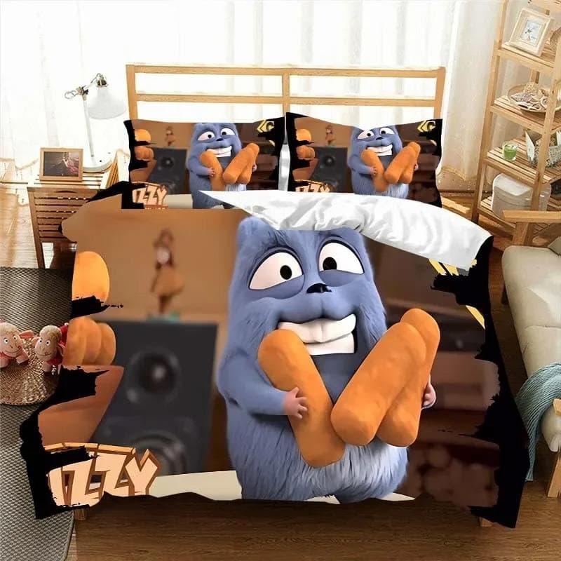 3D G-Grizzy and The Lemmings Bedding Set Duvet Cover Comforter Bed Single Twin Full Queen Youth Kids Girl Boys Gift Bed Sheets EU Single 135x200cm