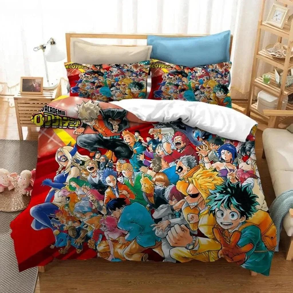3D My Hero Academia Bedding Set,Duvet Cover Comforter Bed Set Quilt Cover Pillowcase,King Queen Twin Size Boys Girls Adultse 135X200cm-2pcs