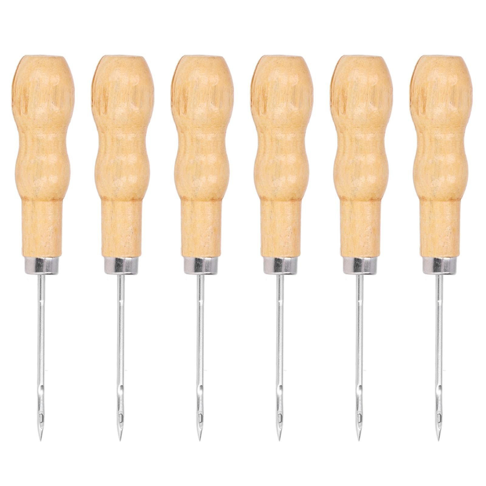 10Pcs Leather Sewing Awl Wooden Handle 125mm Length Hand Tool Set Kit for Repairing DIY