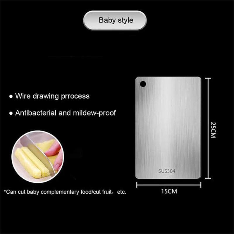 Stainless Steel Panel and Chopping Board Kitchen Household Thickened Double Sided Cutting Board Block Kneading Dough Board 25x15cm