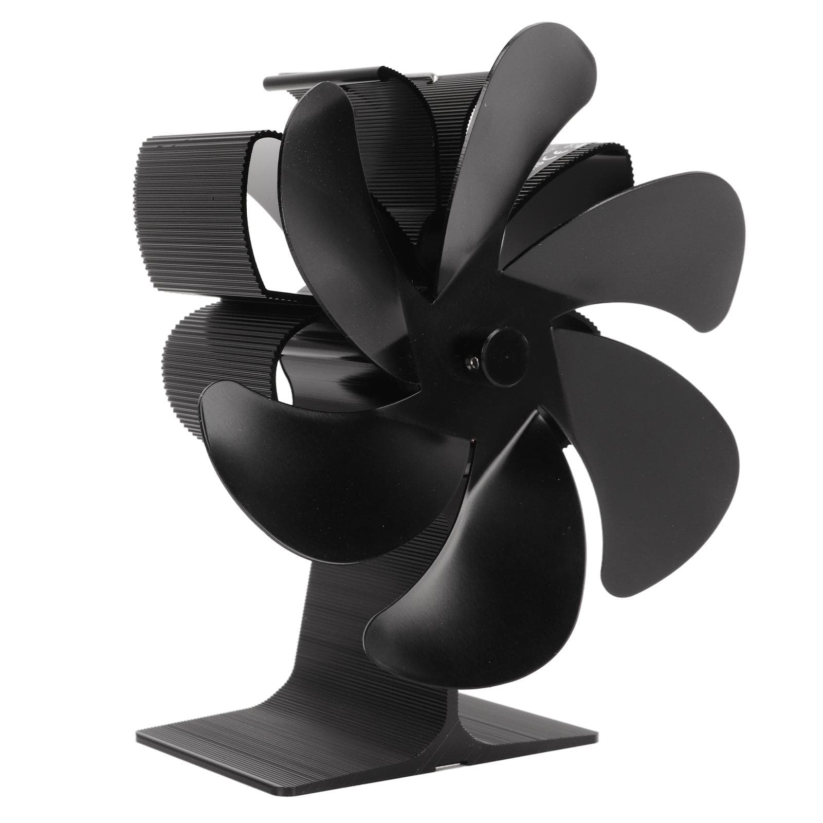 6 Blade Stove Eco Fan Black Self Starting High Temperature Resistance Energy Efficiency Heat