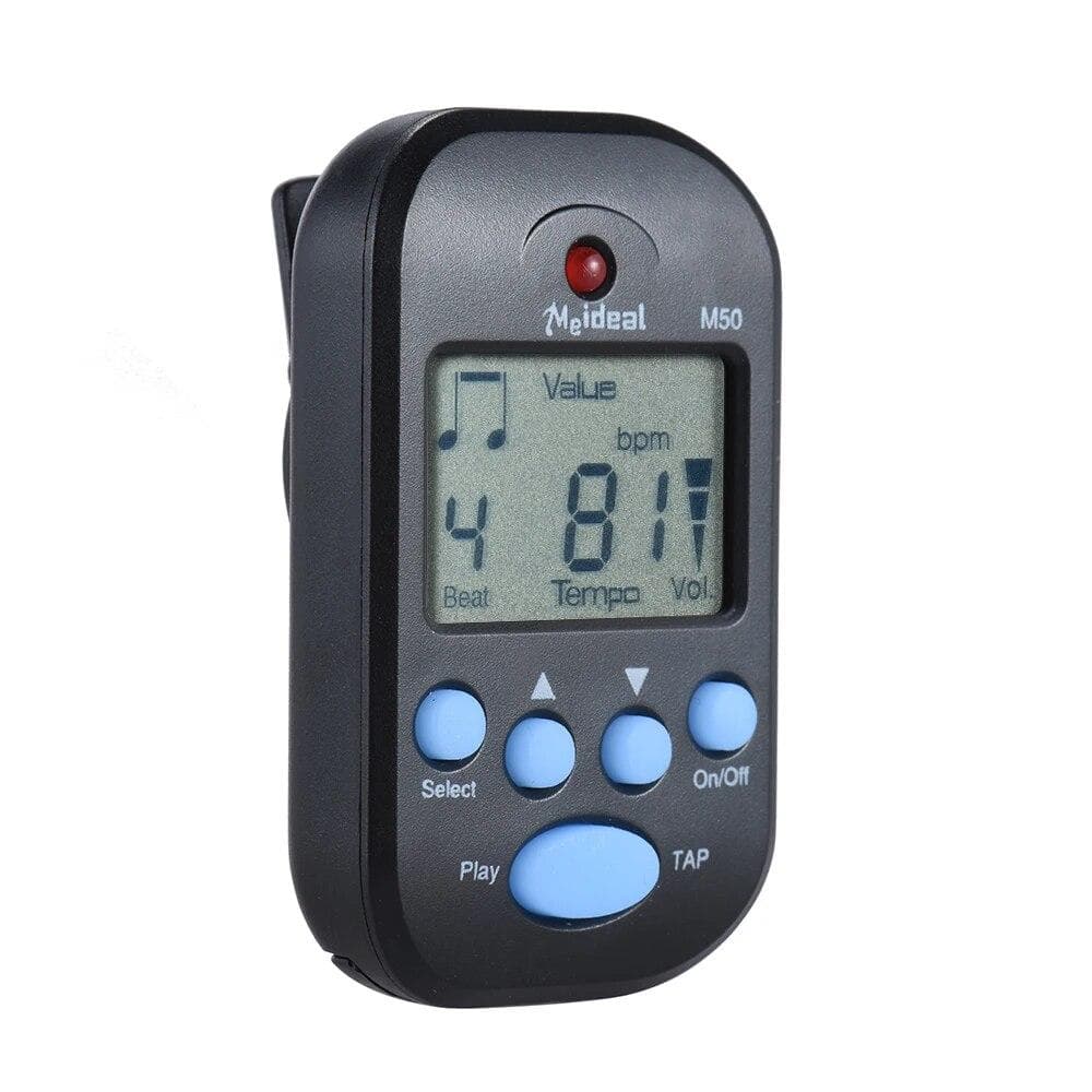 M50 Mini Metronome Professional Clip-on LCD Digital Rhythm Metronome for Guitar Violin Bass Stringed Instrument Accessories black