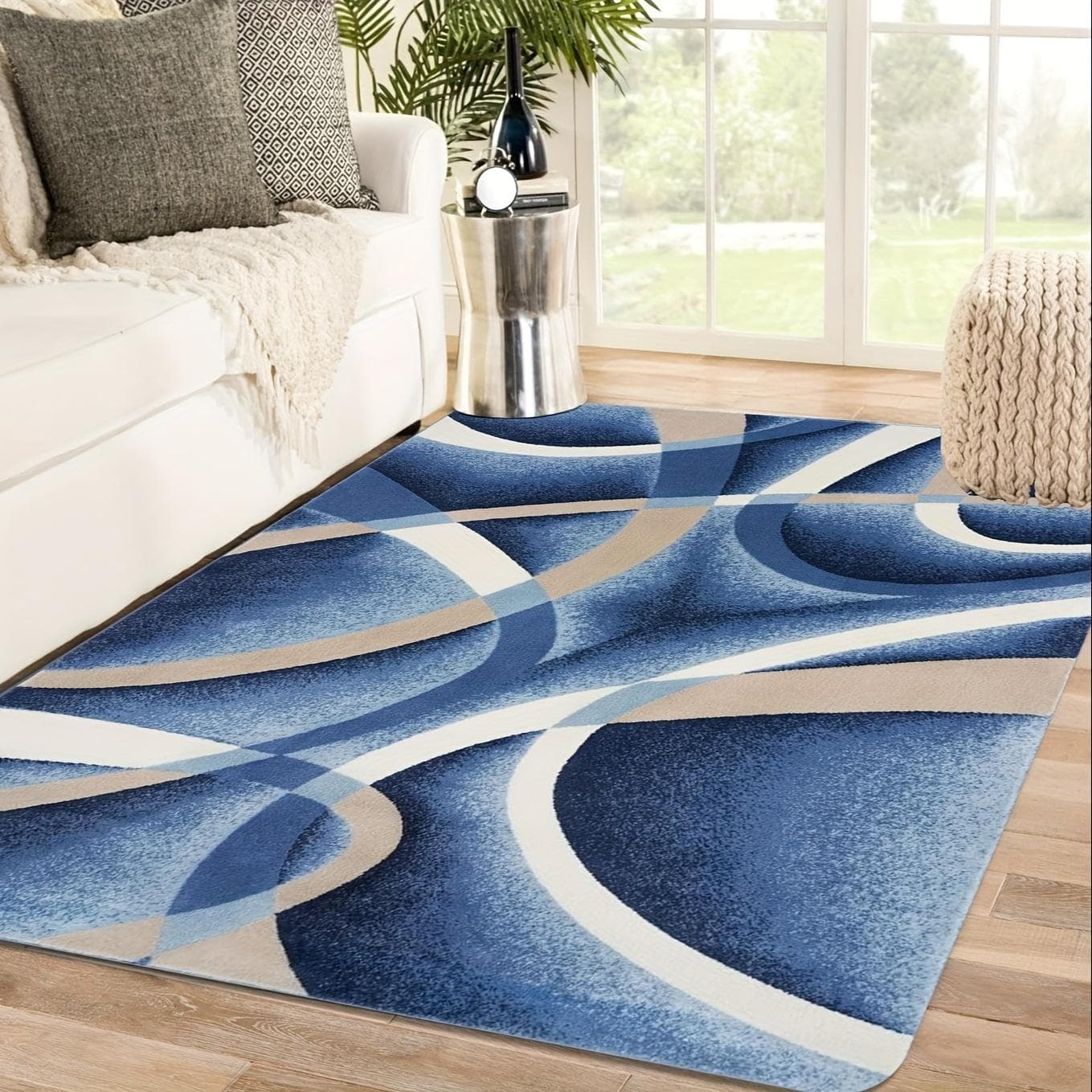 1pc Boho Area Rug Machine Washable Vintage Oriental Distressed Non-Shedding Living Room Bedroom Dining Home Office Carpet Decor 40 x60