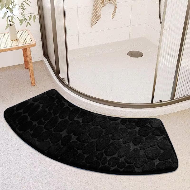 Luxury Curved Bath Rug,Non Slip Soft Absorbent Fanned Shower Mats Washable Bathroom Rug Corner Bath Tub Floor Carpet for Shower 430MMx980MM