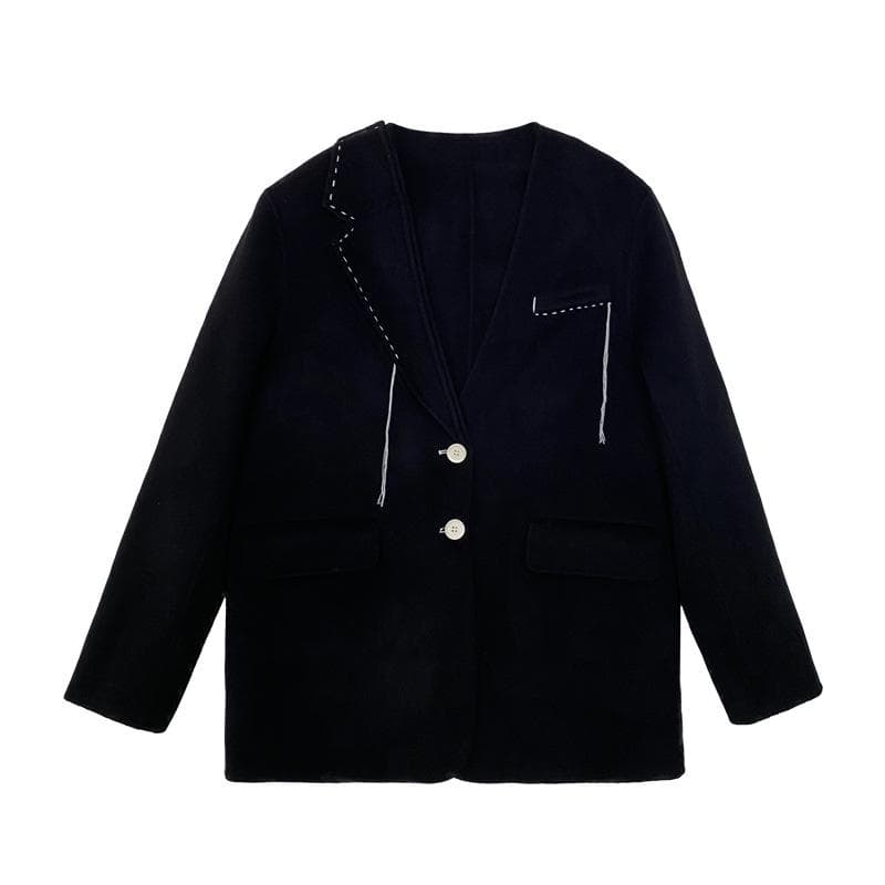Korean Design Wool Double-sided Woolen Coat for Women In Autumn and Winter M black