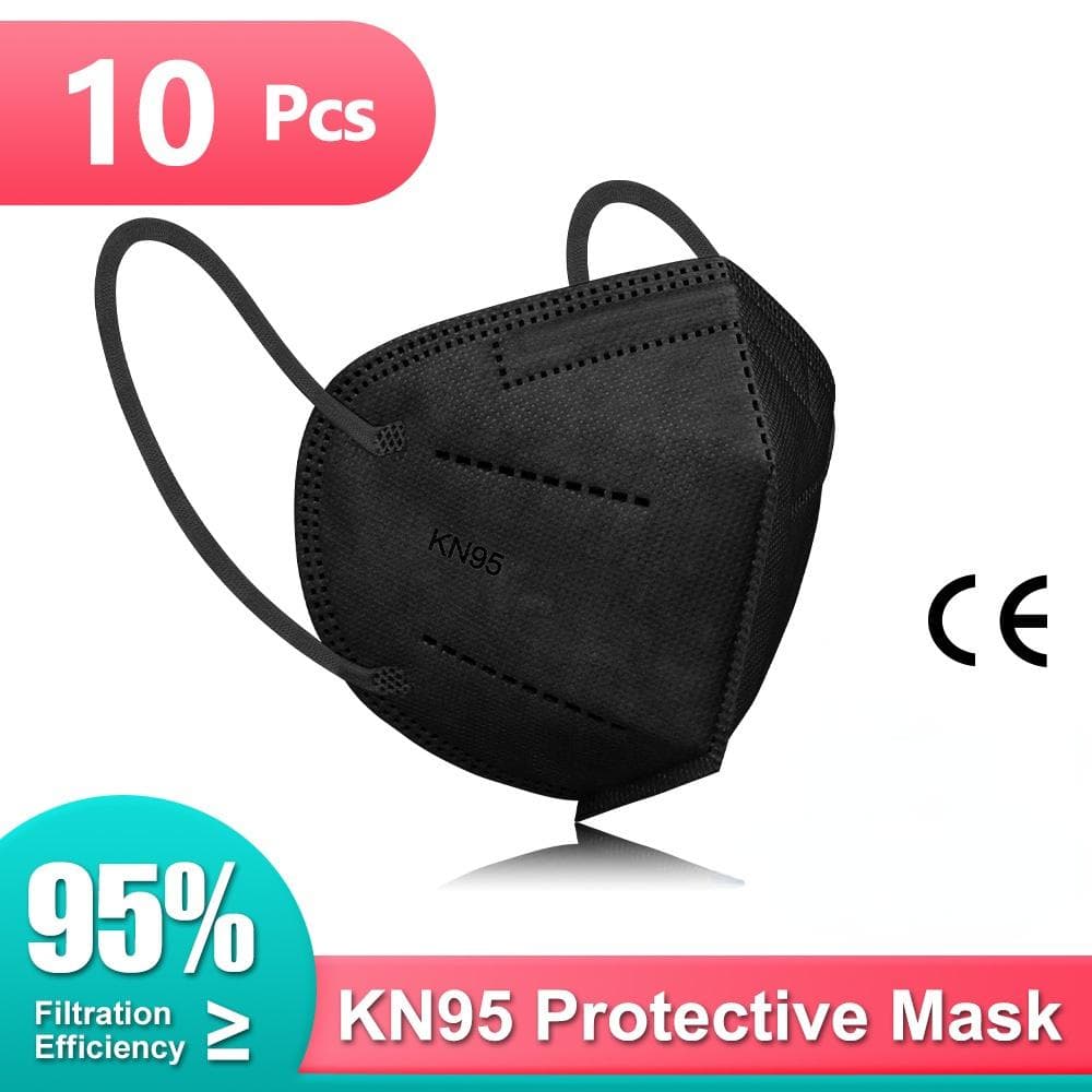 10-200pc Black Kn95 Masks Certified Ffp2 Masks Fpp2 Approved Kn95 Morandi Colores Ffp2mask Kn95 Respirator Ffp2 Black Mask Adult 10pcs black