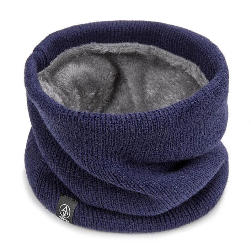 Fashion Women Knitted Scarf Solid Cashmer Like Winter Snood Scarves Lady Warm Wool Fur Thick Unisex Men Neck Scarfs Ring 18cm navy blue